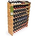 DECOMIL - 72 Bottle Stackable Modular Wine Rack Wine Storage Rack Solid Bamboo Wine Holder Display Shelves, Wobble-Free (Eight-Tier, 72 Bottle Capacity)