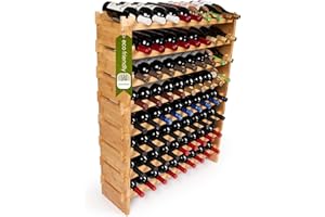 DECOMIL - 72 Bottle Stackable Modular Wine Rack Wine Storage Rack Solid Bamboo Wine Holder Display Shelves, Wobble-Free (Eight-Tier, 72 Bottle Capacity)