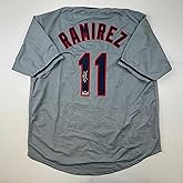 Facsimile Autographed Jose Ramirez Cleveland Grey Reprint Laser Auto Baseball Jersey Size Men's XL