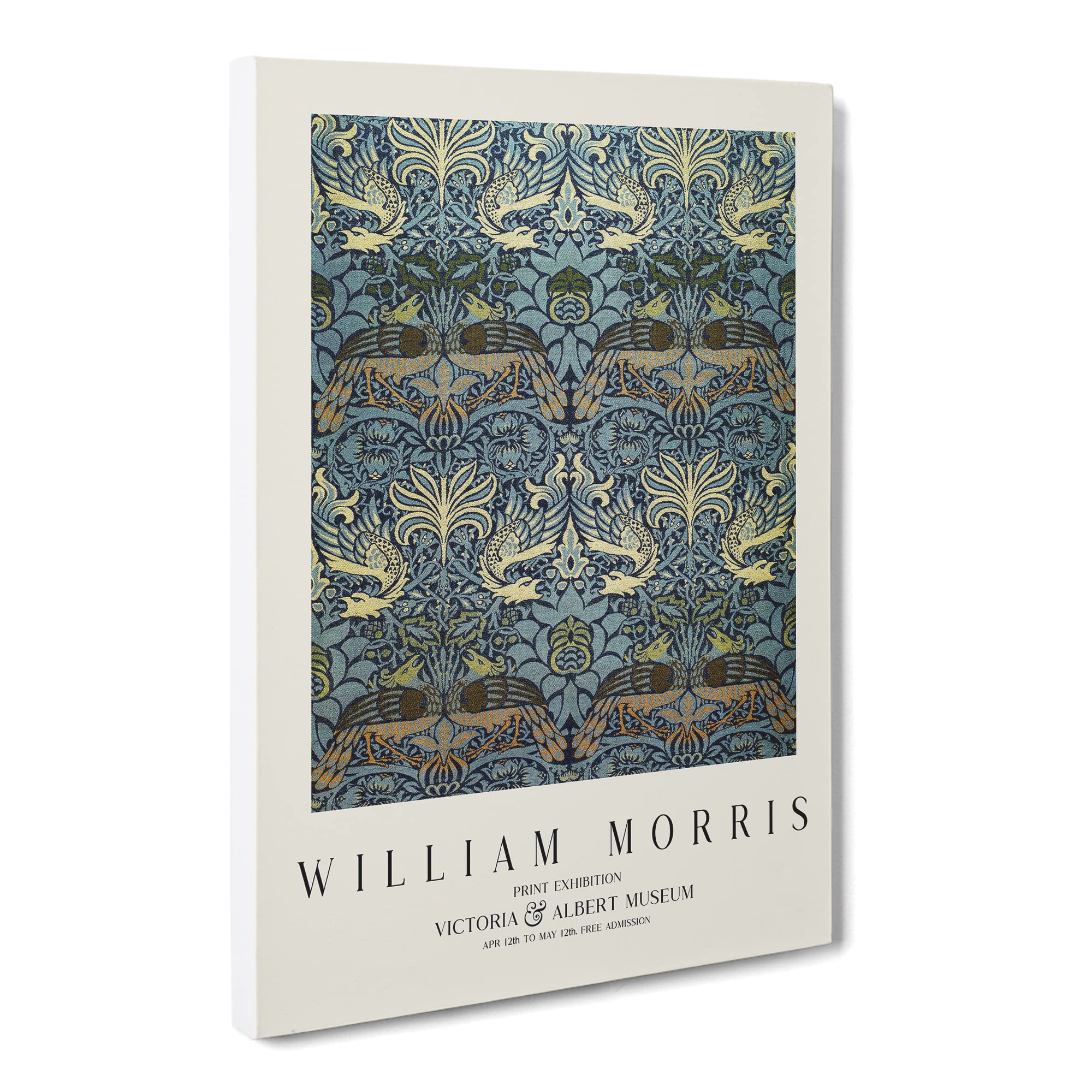 Peacock And Dragon By William Morris Canvas Print | Gallery Wrapped 30mm Frame Wall Art | 20x14 inches | Ready to Hang | Classic Animal Picture | Living Room Bedroom Lounge Office