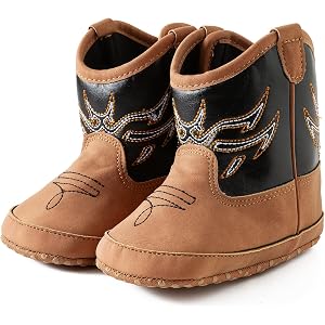 JOYEBUY Toddler Baby Boys Girls Western Cowboy Boots First Walker Crib Shoes Soft Sole Non-Slip Bootie