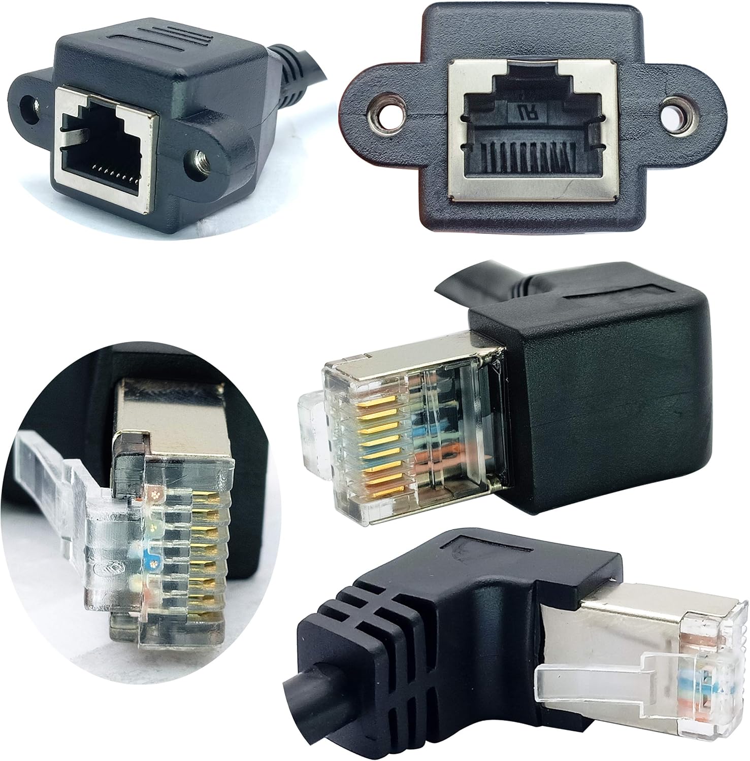 AAOTOKK 90 Degree Cat 6 Cable Left Bend Angle RJ45 Male to