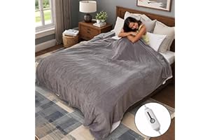 REYYNIO Electric Heated Blanket 72"x84" Full Size, Soft Coral Fleece with 4 Heating Levels and 10 Hours Auto-Off, Machine Washable, Cozy Plush Fabric for Home, Gray