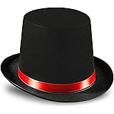 Dress Up America Black Top Hat for Adults – Formal Tuxedo Hat with Trim – Magician Butler Gentleman Costume Accessory