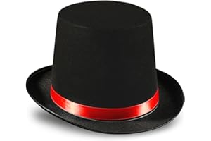 Dress Up America Black Top Hat for Adults – Formal Tuxedo Hat with Trim – Magician Butler Gentleman Costume Accessory