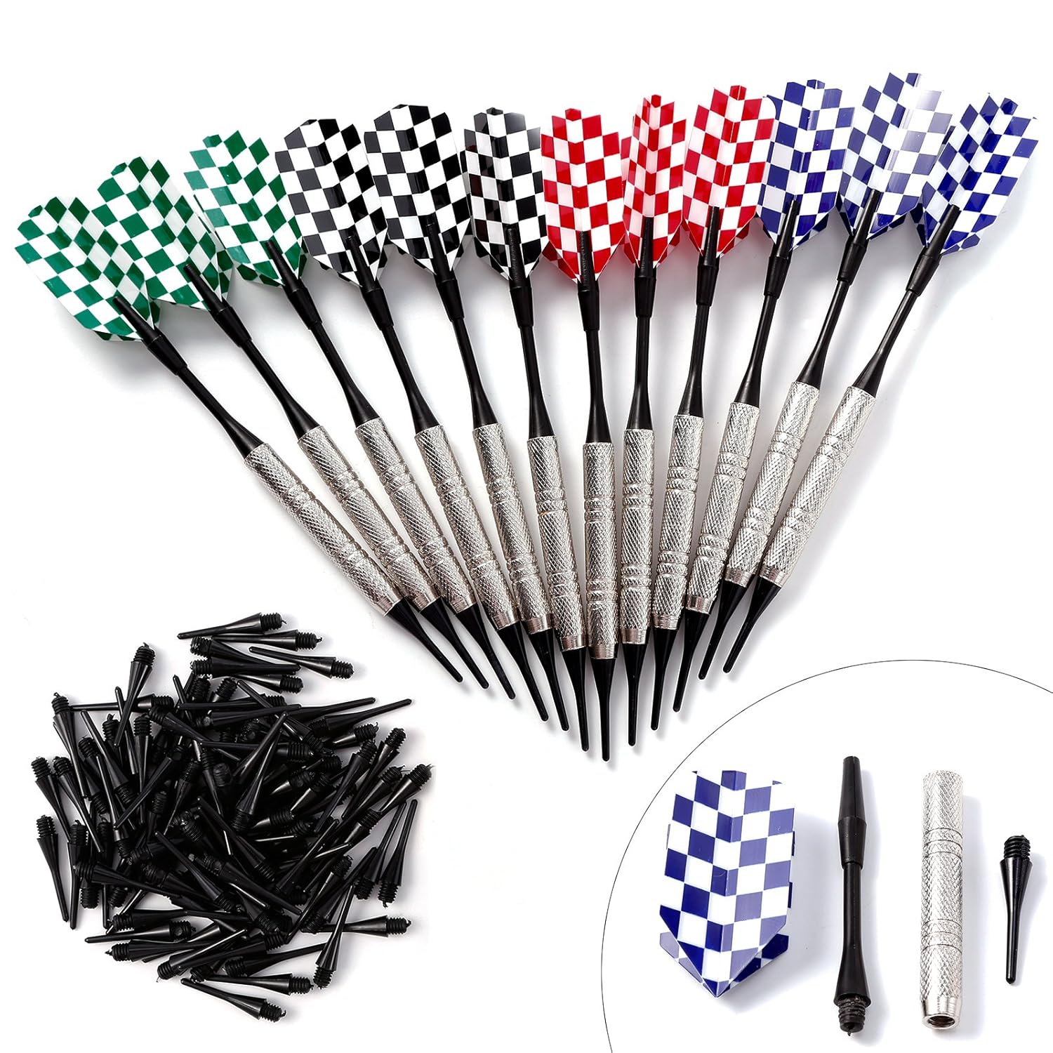 12pcs (4 sets) Plastic Tip Darts for Sale Dart Game Supplies with 100