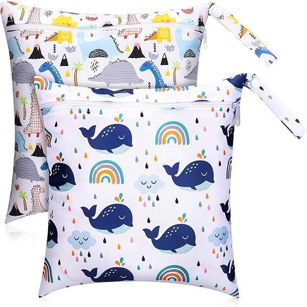 ZYEKIU 2 Pièces Sac Linge Sale, Sac Etanche 28 × 30 Cm, Wetbag étanche à L' Eau, Sacs étanches Réutilisable Pour Produits Pour Bébé Sports Natation Vacances à La Plage Salle De Sport