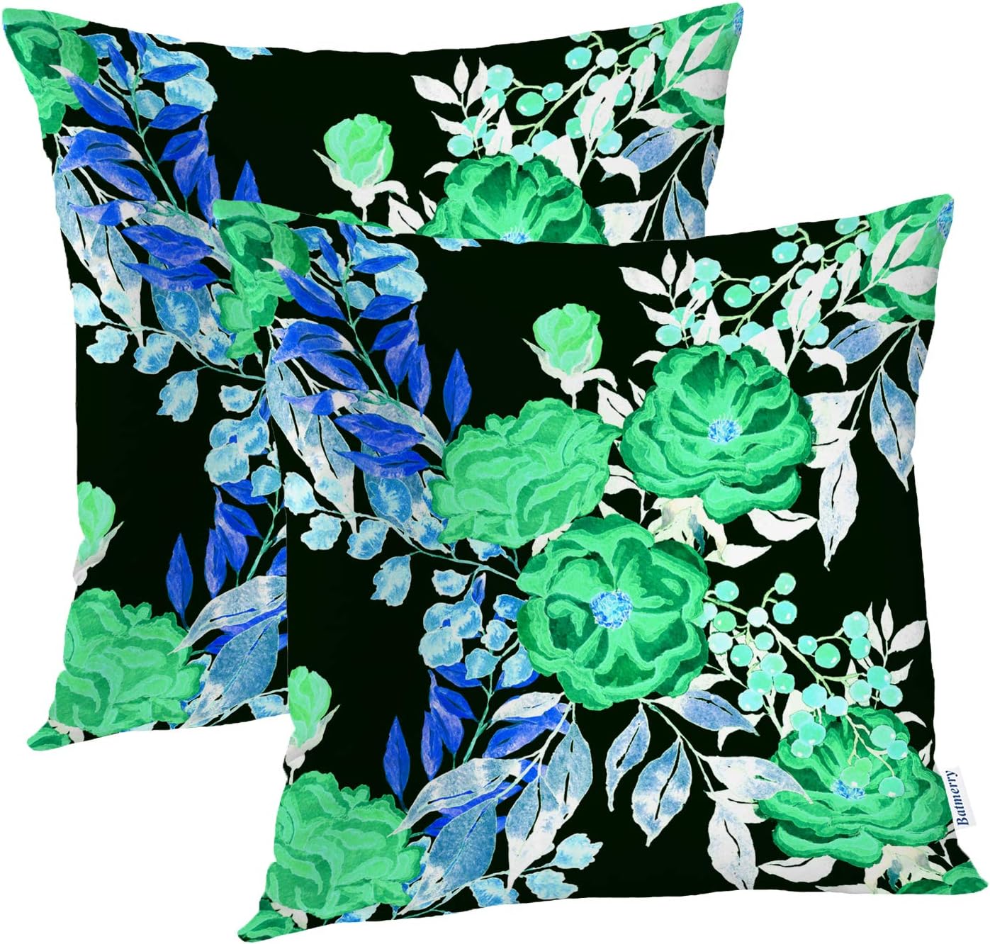 Batmerry Vintage Pillow Covers 18x18 Inch Set of 2, Accent Vintage Floral Botany Bud