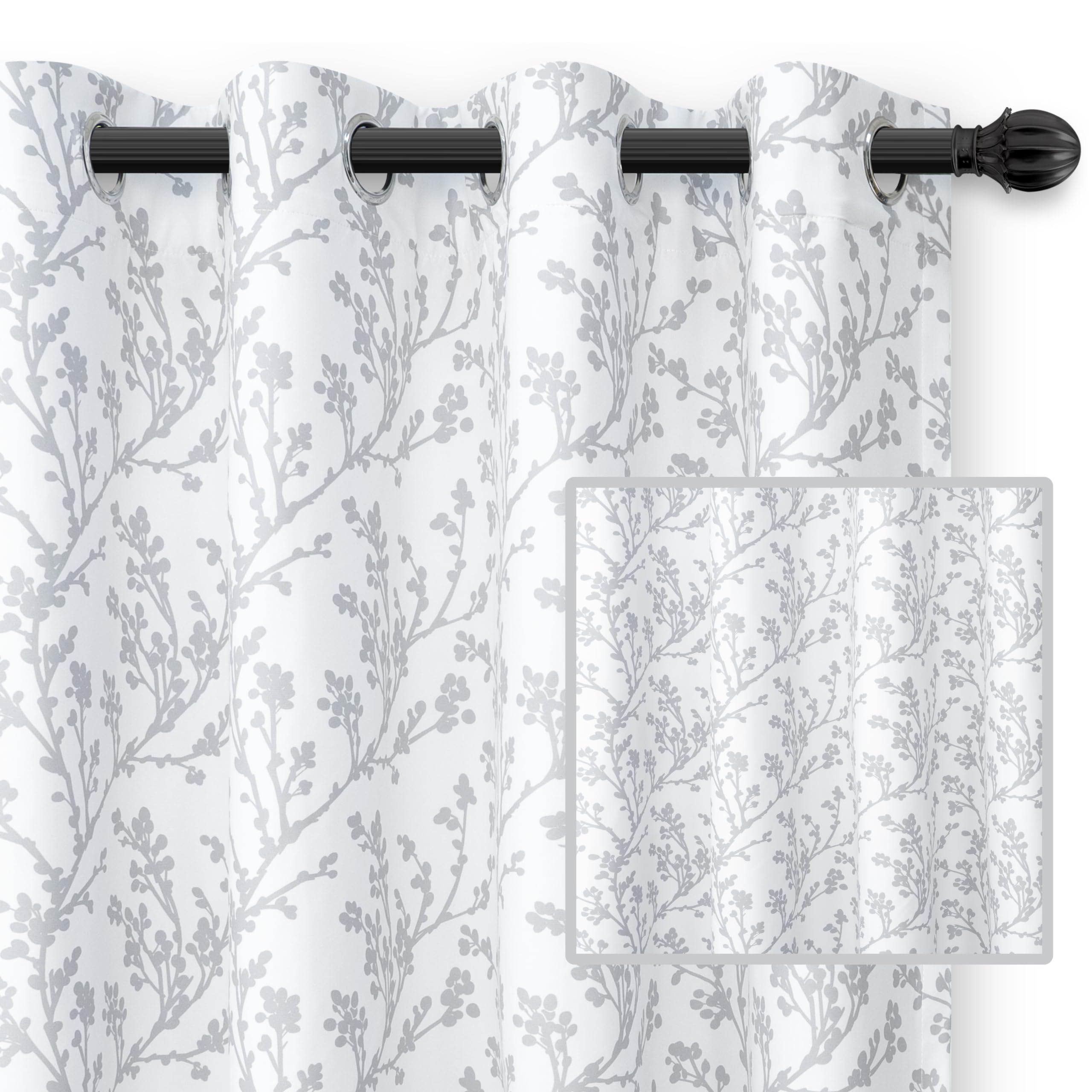 DriftAway Floral Curtains for Bedroom 84 inches Long Living Room Watercolor Lined Blackout Drapes Thermal Insulated Grommet for Window 2 Panels