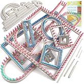 UCDRMA Upgraded Large Adjustable Loom Knitting Kit with Removable-pegs, Up to 132 Sizes &amp; Shapes Weaving Knitting Loom for Blankets/Scarves/Hats, Beginners Infinity Crochet Loom Kit with Instructions