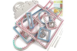 UCDRMA Upgraded Large Adjustable Loom Knitting Kit with Removable-pegs, Up to 132 Sizes & Shapes Weaving Knitting Loom for Blankets/Scarves/Hats, Beginners Infinity Crochet Loom Kit with Instructions