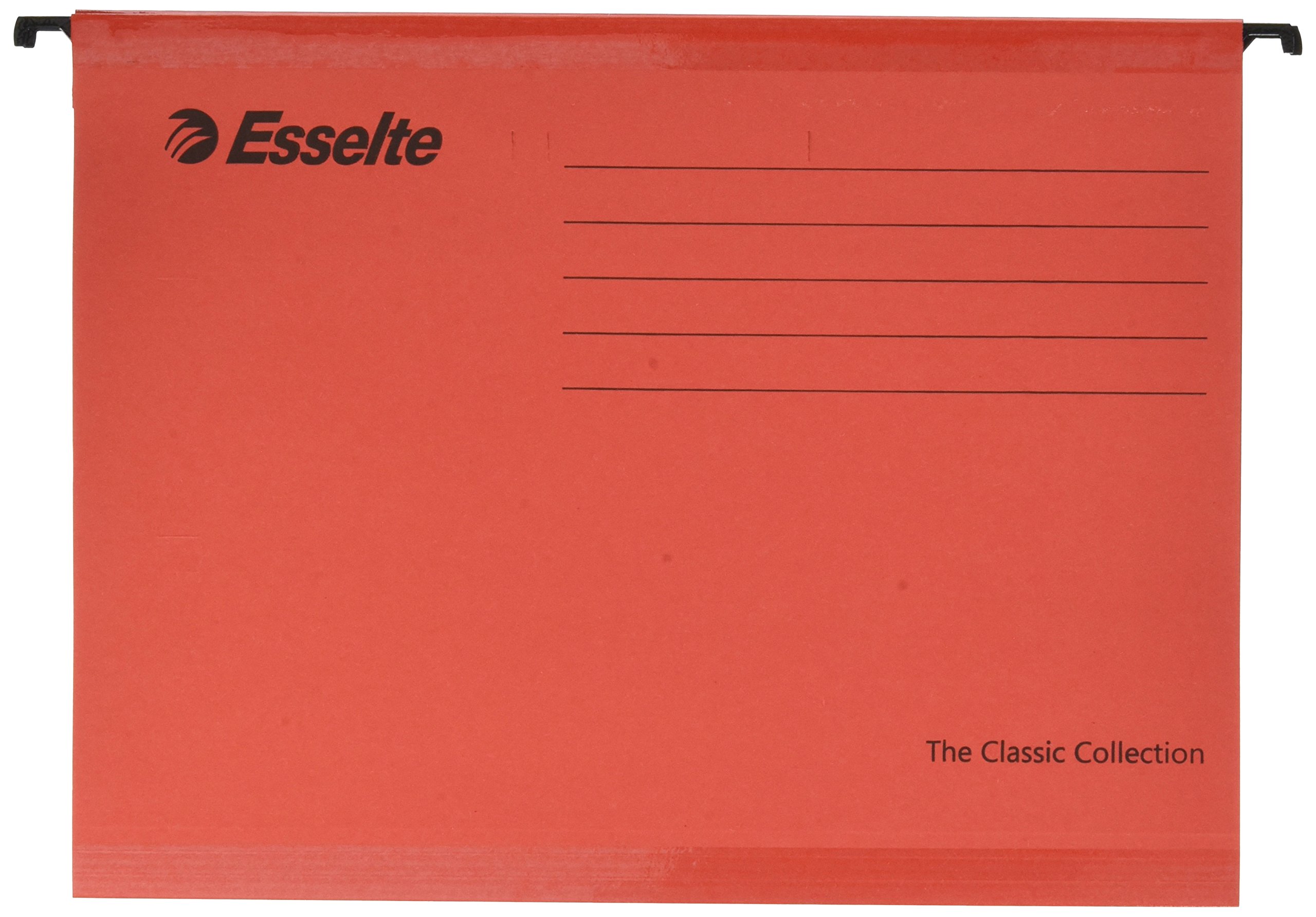 Esselte Classic Reinforced Suspension File, A4, Pack of 25, Tabs Included - Red