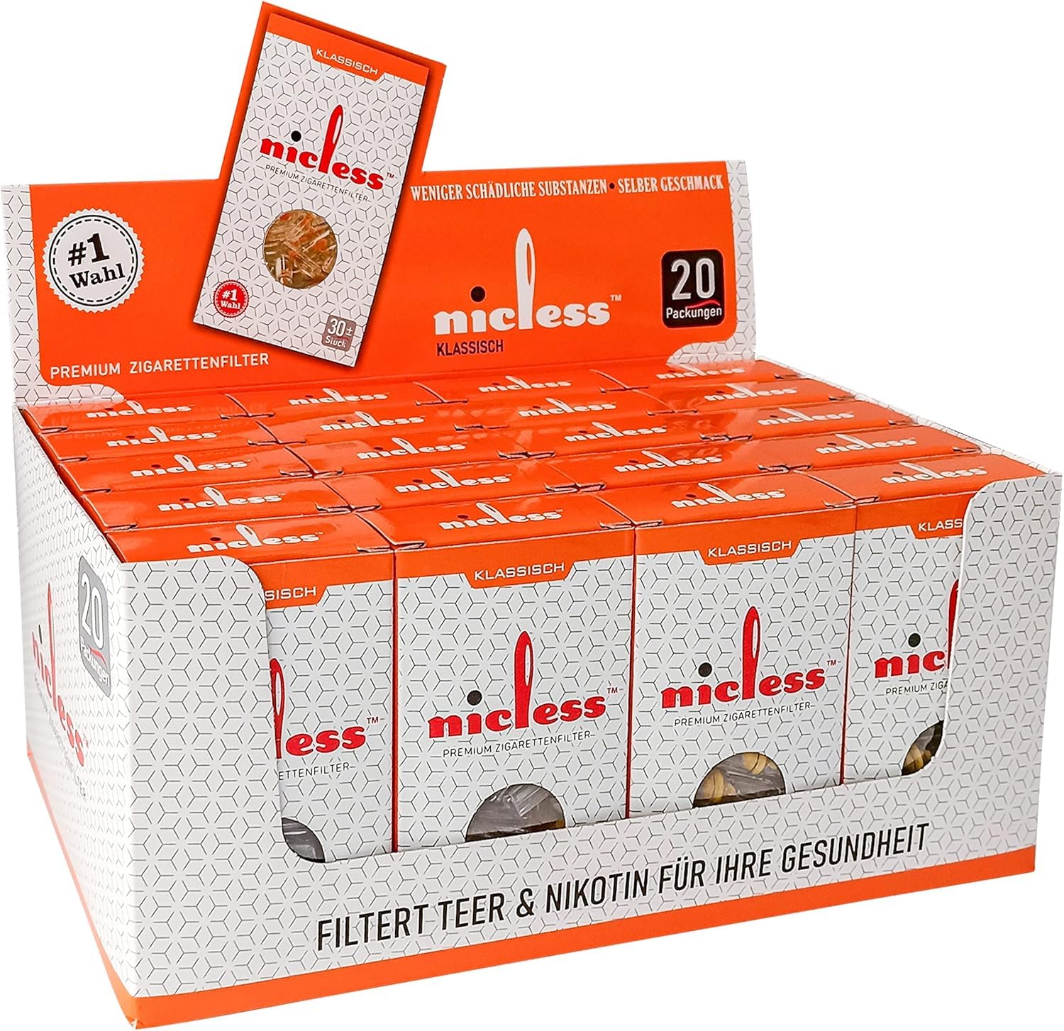 Nicless Premium Cigarette Filters 8mm - 600 Pack, Plastic Microfilter Tips for Regular Cigarettes & Roll Ups, Anti-Tar Particle Filter & Clean Smoke Accessory