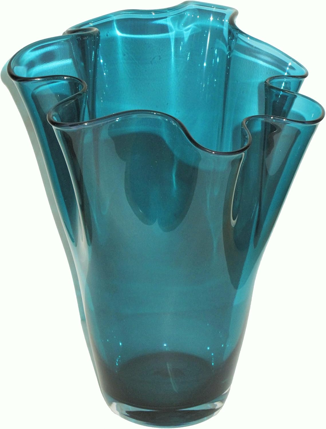 Amazon Com Signature Home Collection Glass Vase Hand Blown Decorative Vase Flower Vase Turquoise Glass 21 X 21 X 30 Cm Kitchen Dining