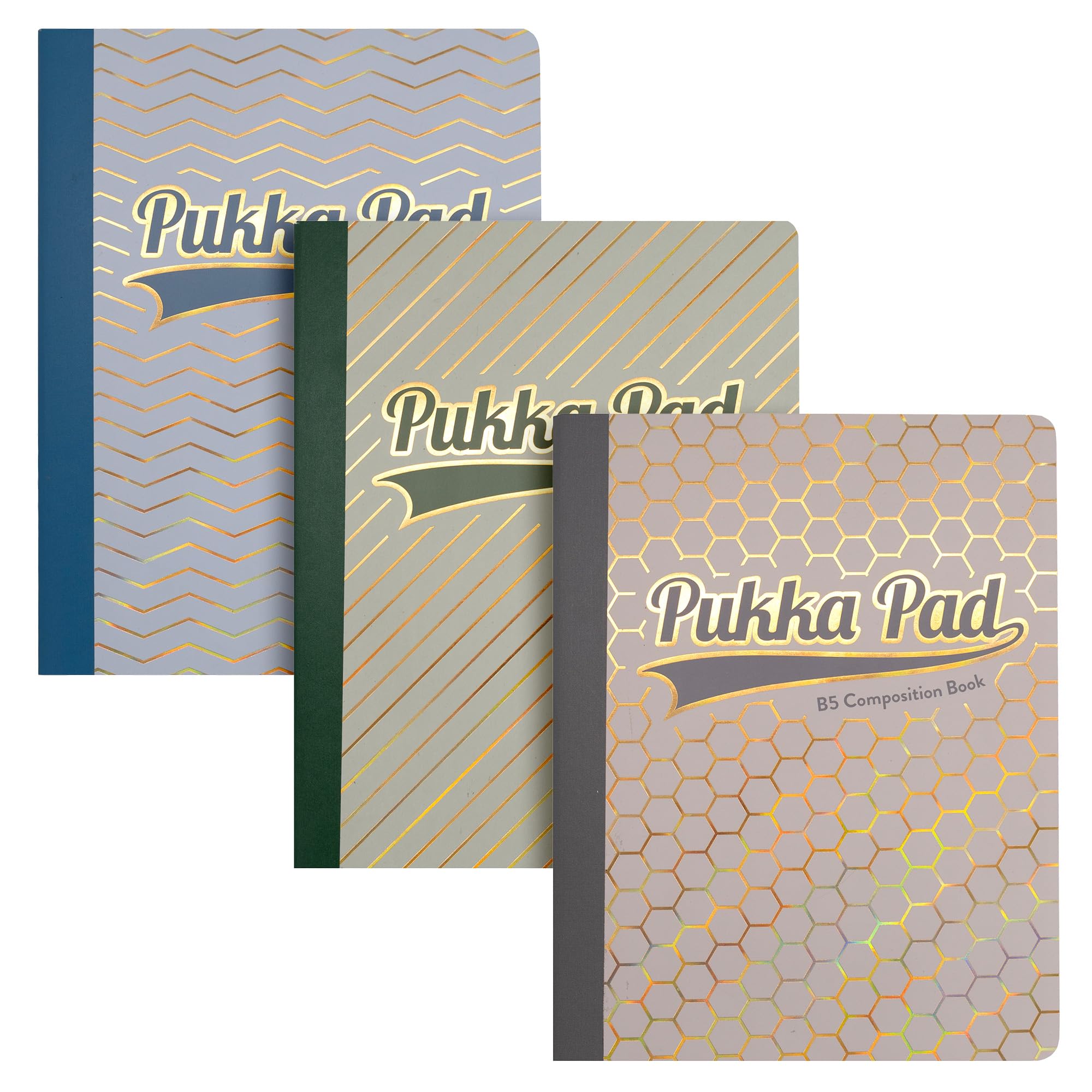 Pukka Pad Haze B5 Composition Books – Pack of 3 Notebooks with 140 Pages, 70 Sheets of College Ruled 80GSM Paper with Margin for School Notes, Office Organisation, or Home Memos – 9.75 x 7.5in — image 1
