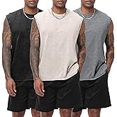 Eisctnd Men's Tank Tops Sleeveless Muscle Shirts, Cotton Acid Wash Loose Fit Workout Tanks Tees for Running Beach