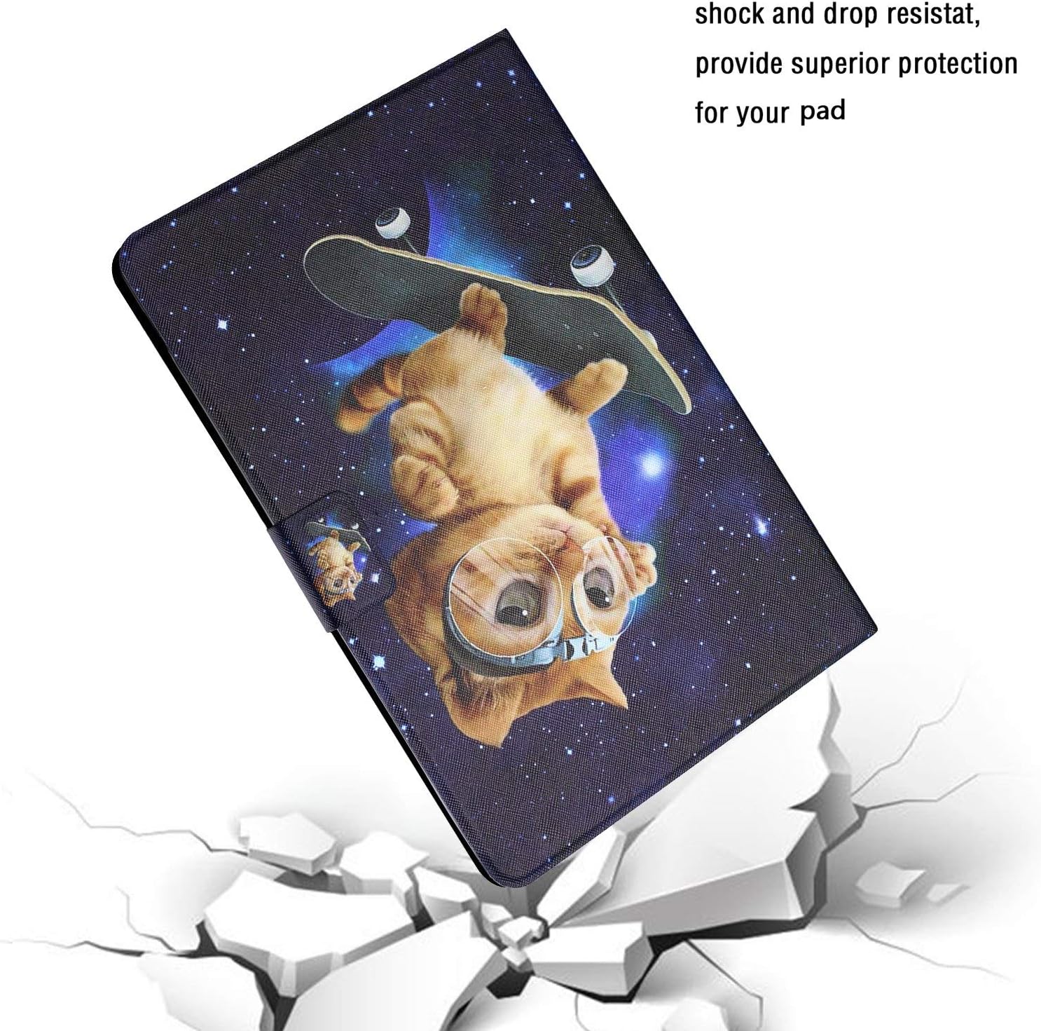 Case for Samsung Galaxy Tab A7 2020 10.4 inch(SM-T500/T505/T507) Tablet Protective Leather Cover Folio Magnetic auto sleep wake Slim Lightweight with Flip Stand Card Holder (Skateboard cat) - Image 5