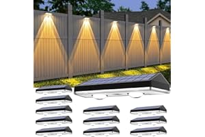 UGDLUCK Solar Fence Lights ,Warm White & Cold White & Mixed Color 3 Modes Bright Lens LED Dusk to Dawn Deck Light, Fence Solar Lights Outdoor Waterproof,Solar Outdoor Lights for Backyard/Railing/Wall (12Pack)