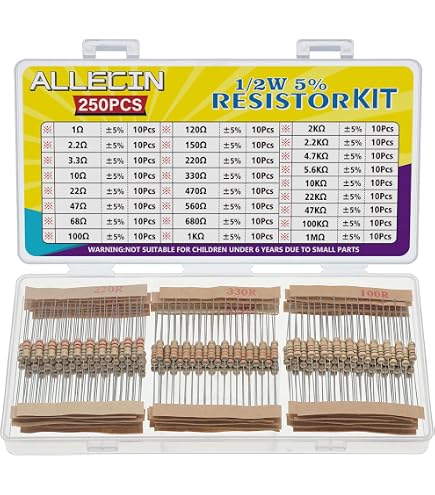 Kit De 1000 Résistances 1/2W – 100 Valeurs De 1Ω à 10MΩ, Film Carbone, Tolérance 5%, Pour électronique DIY