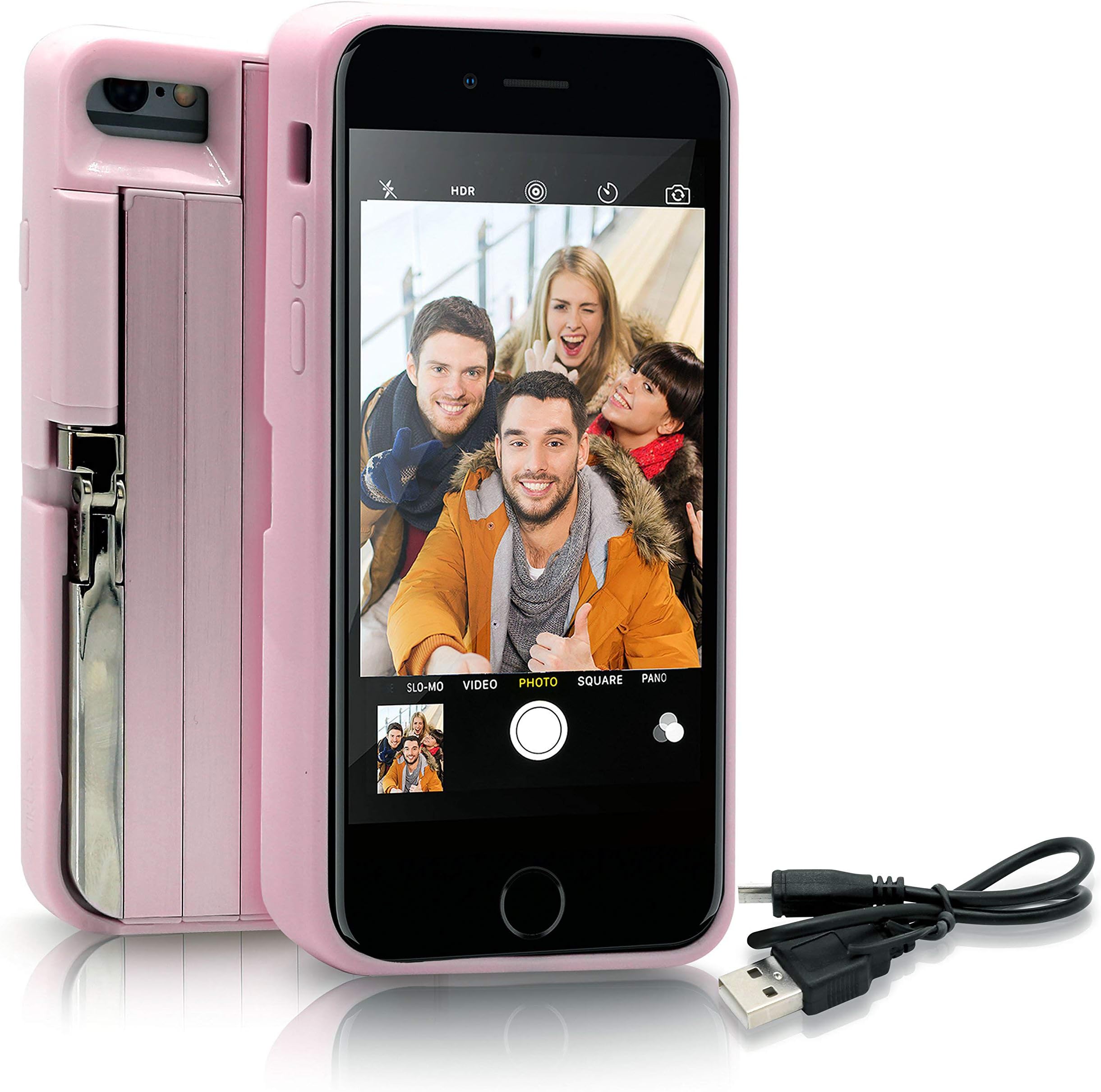 StikBox Selfie Stick iPhone Case, Extendable Monopod W/Built-in Bluetooth Trigger, Lightweight, Rechargeable, Wireless, Pocket Size, 360 Degree Rotation & 20” Extension for iPhone 7/7S/8 (IPE7PINK)