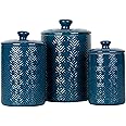 10 Strawberry Street Kitchen Canister, 3 Piece Set, Diamond Blue