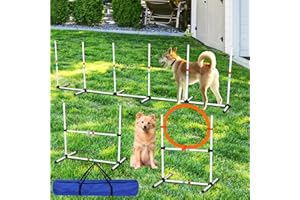 anwickjeff 3 Pack Dog Agility Jumps with Carry Bag, Adjustable Height Dog Jumping Hurdles for Indoor & Outdoor Training, Sturdy & Portable Dog Agility Course Equipment (3 Pack)