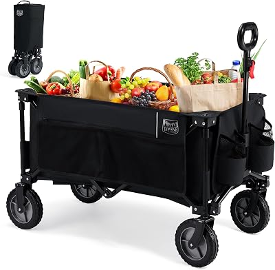 Timber Ridge Festival Trolley on Wheels 200L Folding Camp Wagon Black