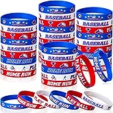 Capoda 36 Pieces Baseball Motivational Silicone Wristband, Baseball Party Decorations for Themed Party Bracelets Jewelry Sports Gifts Supplies over 6 Years