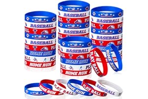 36 Pieces Baseball Motivational Silicone Wristband, Baseball Party Decorations for Themed Party Bracelets Jewelry Sports Gift