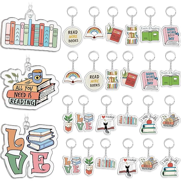 Reading Themed Gift Keychains For Book Lovers Yinkin Book Lover ...