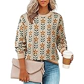 ZESICA Women's Long Sleeve Crewneck Sweater 2026 Fall Printed Cute Oversized Knitted Pullover Tops Trendy Clothes