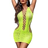 Avidlove Womens Lingerie Sexy Fishnet Bodycon Dress Stripper Outfit Hollow Out Beach Cover Up Mesh Chemise Babydoll