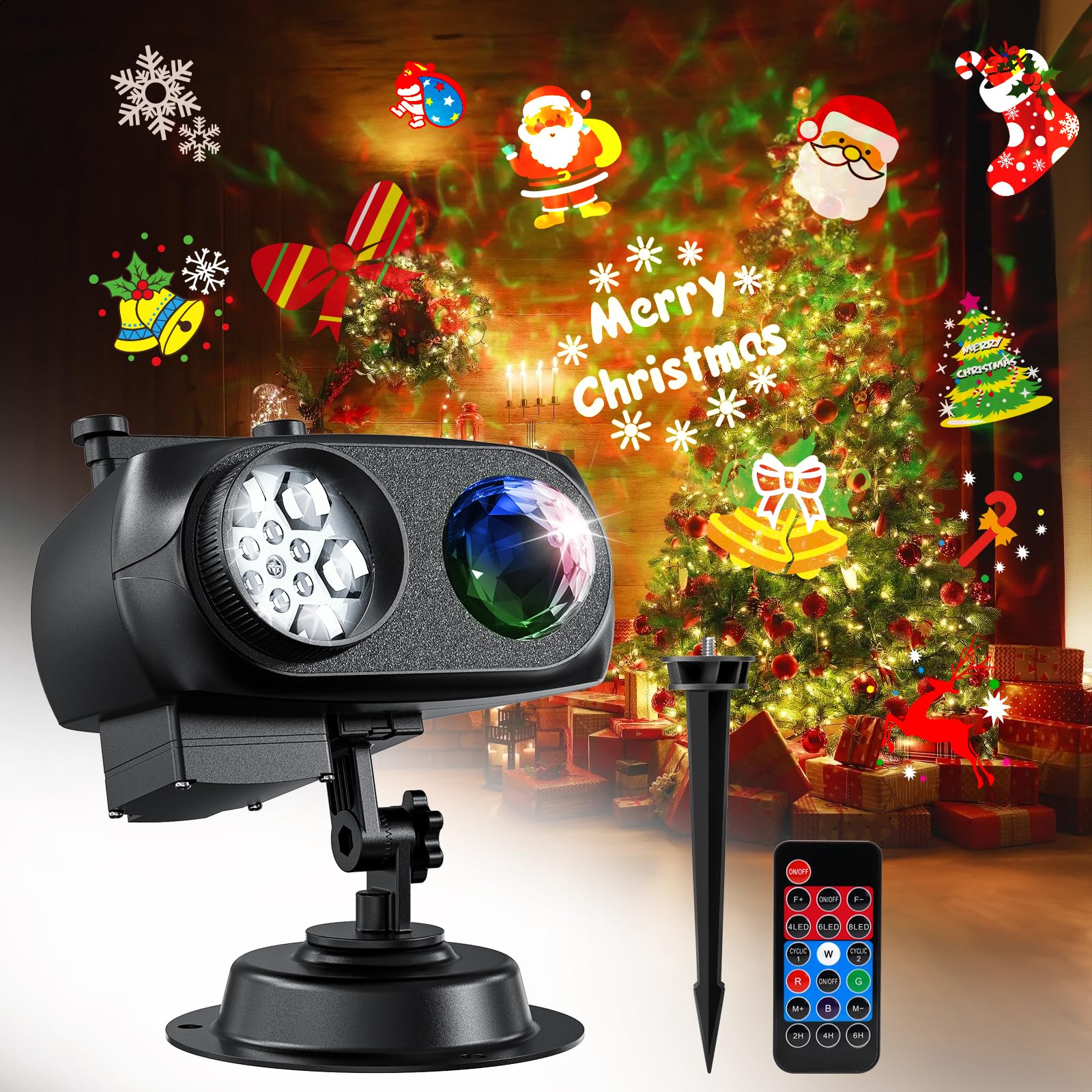 Photo 1 of 2026 New Year Projector Lights Outdoor Waterproof,15W Brighter HD Ocean Wave Effect,12 Slides 96 No Fade Pictures for Thanksgiving,New Year LED Projector Decoration