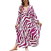 IMAGEKOPE Kaftan Dresses for Women Plus Size V-Neck Moo Moos Batwing Kaftan Beach Dress Bathing Suit Cover-Up Loungewear