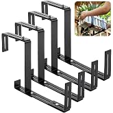 Cozcty 4 Pack Window Box Brackets, No Drill Adjustable Planter Box Brackets | Heavy Duty Deck Railing Planter Holders, Secure Support, Black Metal Flower Pot Hangers for Outdoor Gardens Balconies
