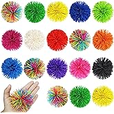 20 Pack Multicolor Sensory Fidget Stringy Balls - Soft Rubber Squishy Toys, Stretch Elastic Stress Balls, Rainbow Pom Bouncy Party Favors & Stocking Stuffers (Kids & Adults)