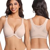 Curyon Front Closure Deep V Bra, Underwire X-Back Support Posture | Lightly Posture, Easy On &amp; Off,X-Back,Dainty Front Clasp,Adjustable Strap,Ultra Comfortable,Smooth Fabric,V Plunge