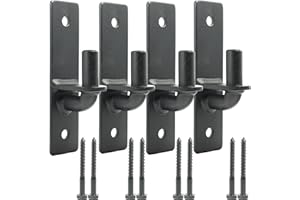 Jikacok Wall Mount 4 Pack Gate Hinge Black, Sturdy Fence Post Chain Link Hinges with 5/8 Pin