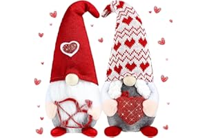 RECHIATO 2 Pack Valentine Gnomes Plush Gift Decor, Valentines Home Tabletop Elf Gnomes Decor Ornaments, Elf Gnomes Home Table Decoration Ornaments Valentines Day Gift