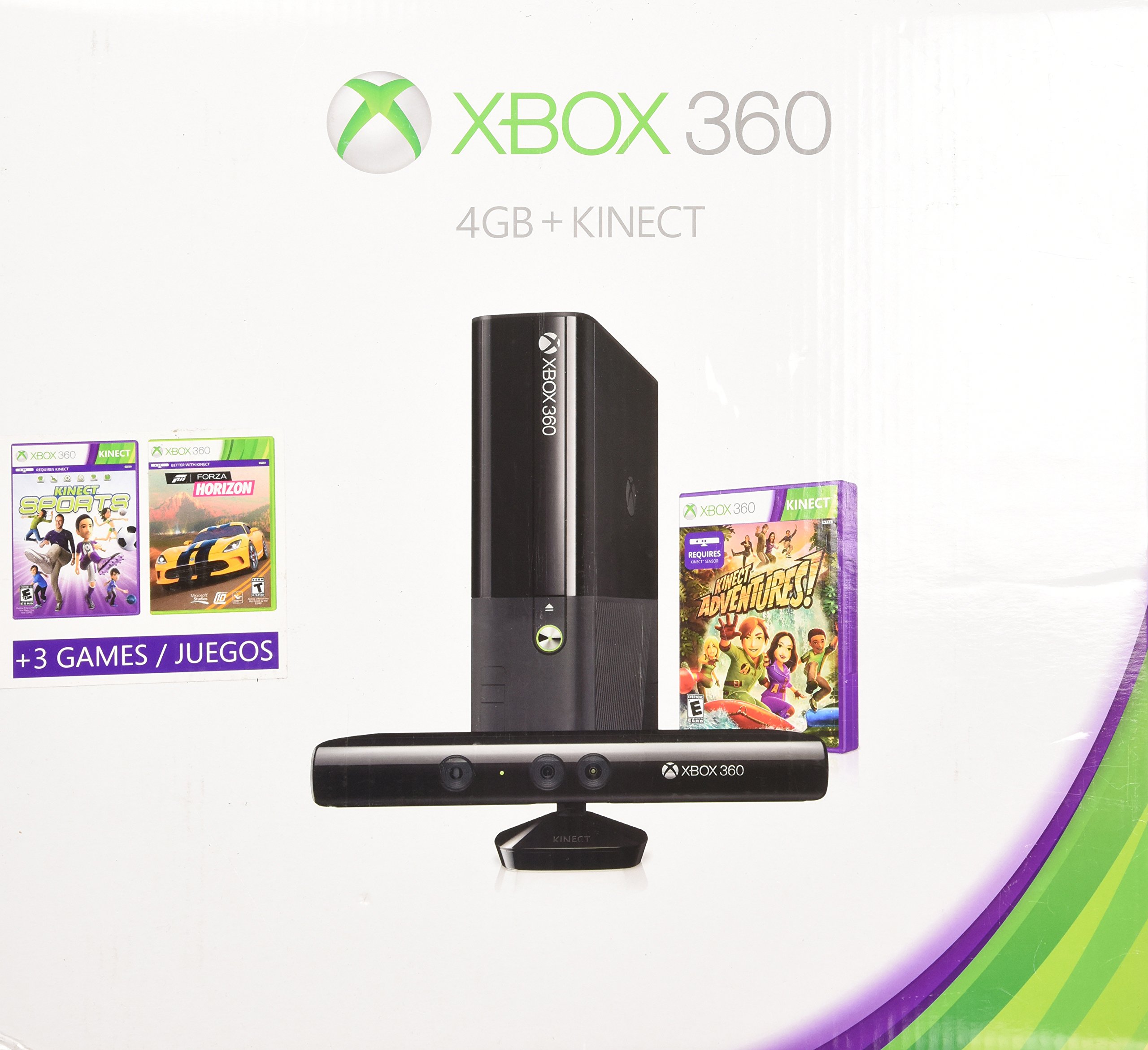 Xbox 360 4gb Kinect Holiday Bundle with 3 Games Forza Horizons, Kinect