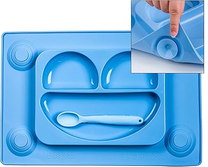 Set De Table Easymat Pour Enfant Et Assiette D Aspiration Divisee Avec Cuillere Set D Alimentation