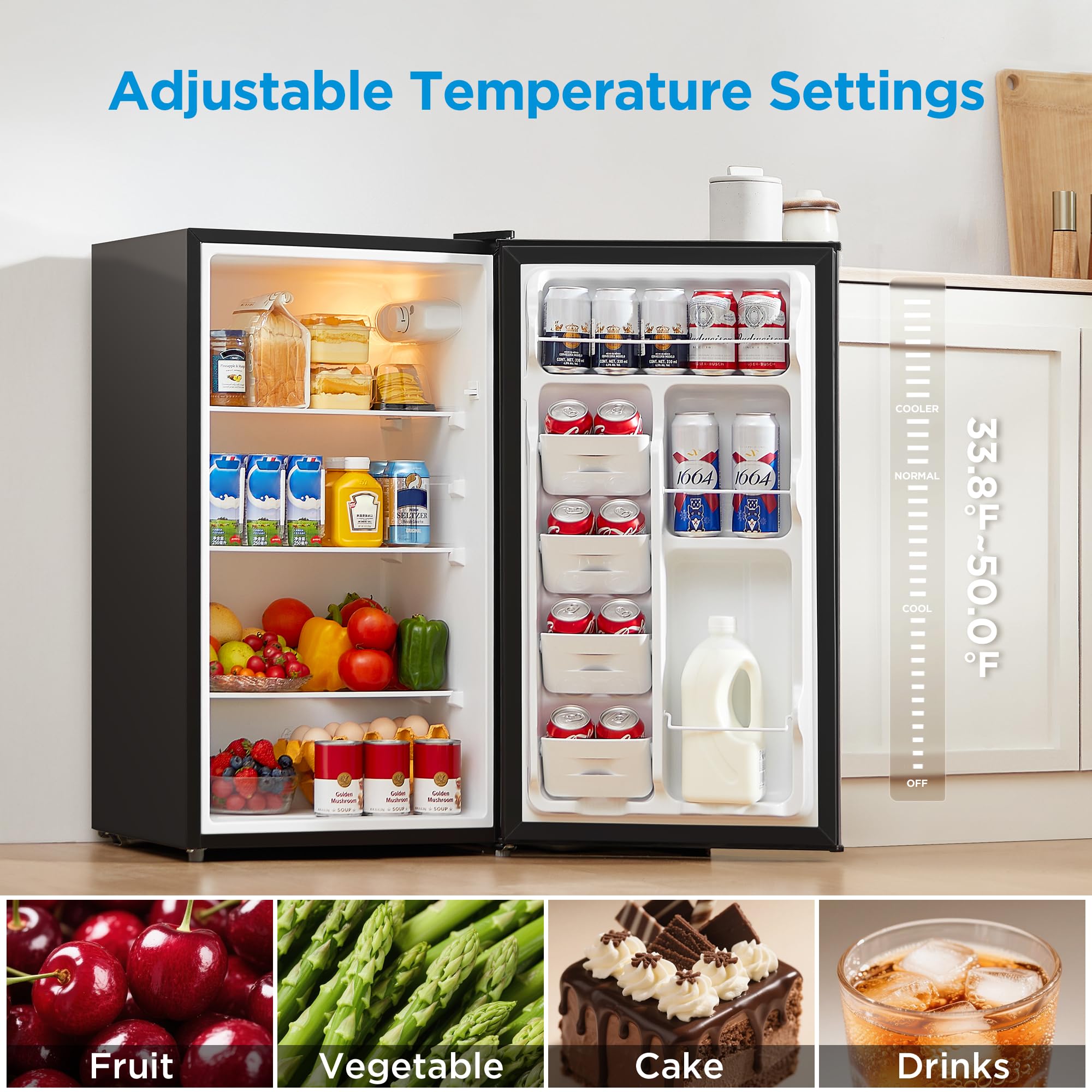 Midea MERM33S1AST 3.3 Cubic Feet Compact Refrigerator, Silver