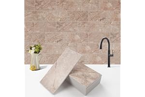 Bainley 100-Piece Peel and Stick Backsplash, 3" x 6" Peel and Stick Subway Tile PVC Wall Tiles Stick on Backsplash for Kitchen Fireplace Bathroom