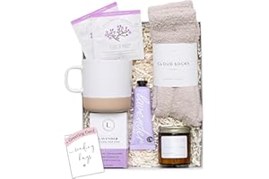 UNBOXME GIFTS Unboxme Luxury Lavender Spa Gift Set - Relaxation Gift Basket with Candle & Bath Bombs - Self-Care Package for Women, Birthday, Wellness Gift