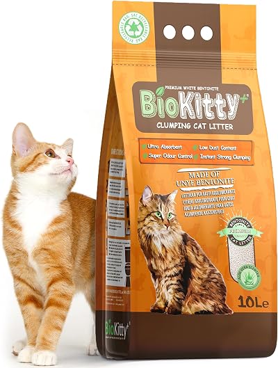 BioKitty Clumping Cat Litter 10L Aloe Vera Natural Bentonite Odour Control