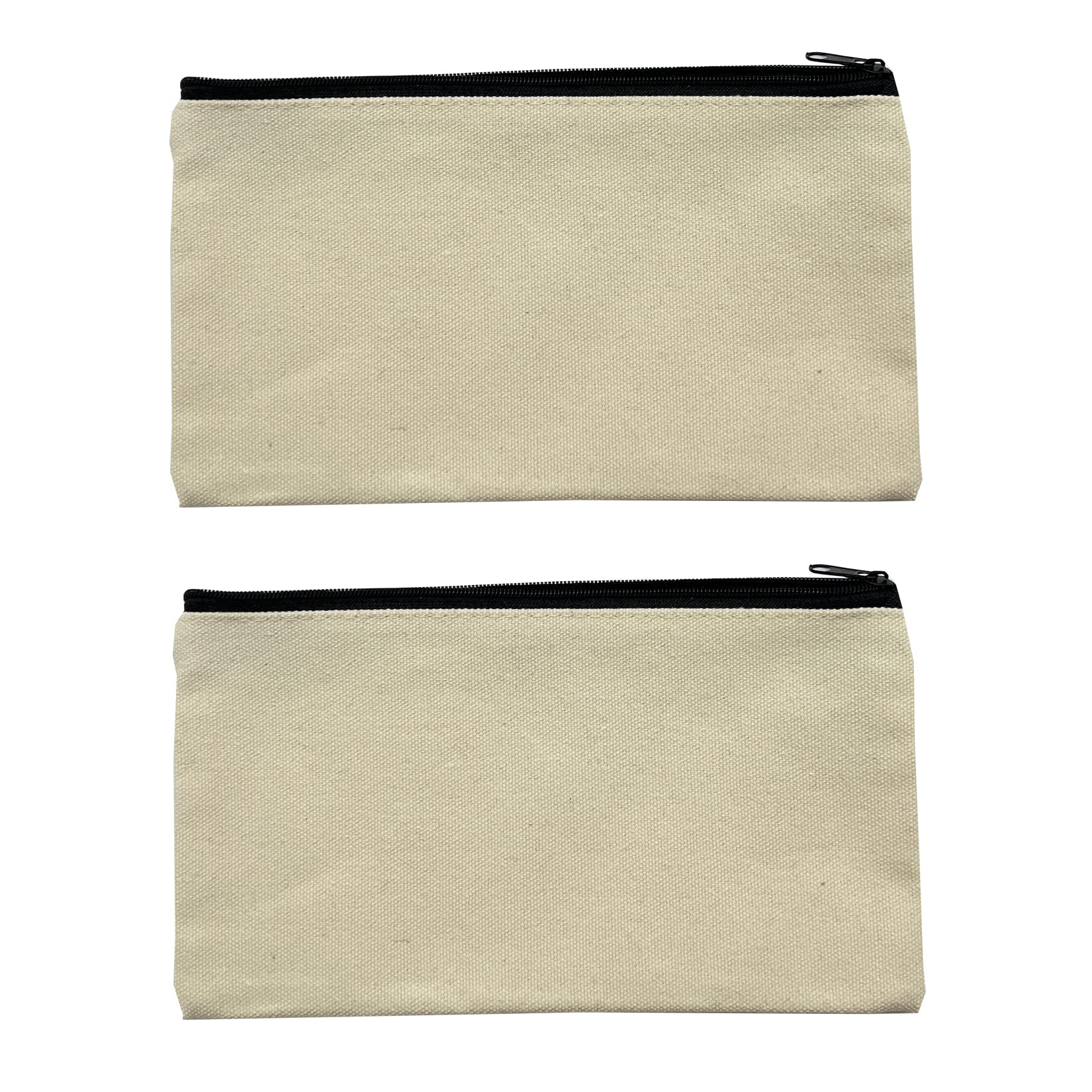 LuenHego 2PCS Pencil Cases Blank Canvas Zipper Pouch DIY Craft Pencil Case Makeup Pen Bag for School Stationary Supplies Makeup Cosmetics, White