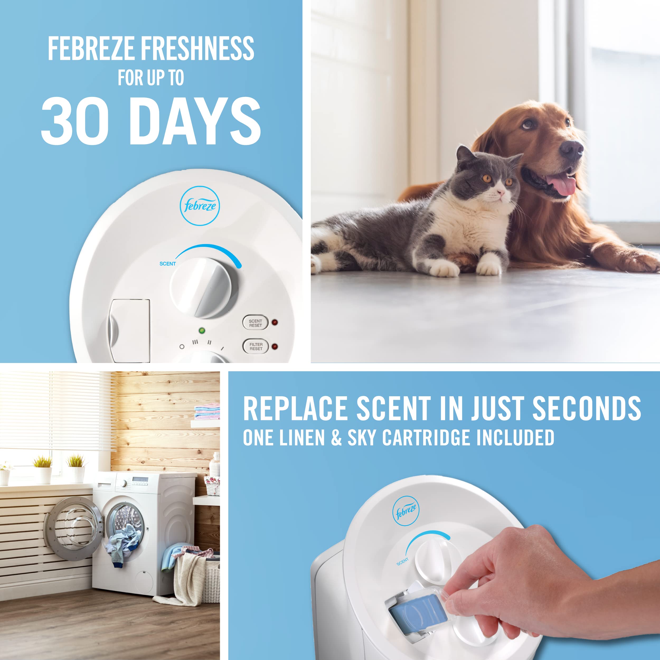 Febreze HEPA-Type Tower Air Purifier, Medium to Large Room, White, FHT190W