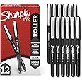Sharpie Rollerball Pen, Needle Point 0.5Mm Pens, Writing Pens, Journaling Pens, Precision Pen, Black Ink, 12 Count