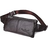 KPYWZER Vintage Leather Fanny Pack Waist Bag for Men Women Outdoor Travel Hunting Hiking Camping Hip Bum Belt Cell Phone Purse Wallet Pouch Retro Crossbody Sling Pouch C