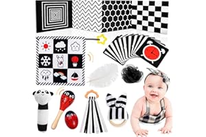 Diyfrety 10 Pcs Black and White High Contrast Baby Toys 0-3 Months Tummy Time Toys Newborn Toys for 0-3 Months Visual and Brain Development Montessori Infant Sensory Toys for Babies 0 3 6 Months
